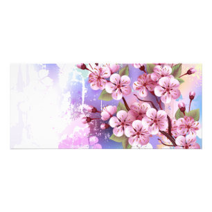 Rosa Sakura auf dem Hintergrund der Malerei Werbekarte