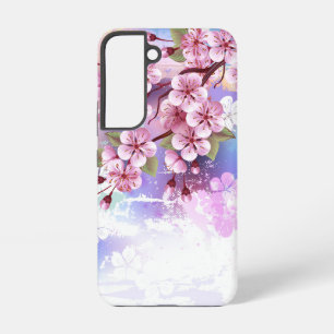 Rosa Sakura auf gemalter Hintergrund Samsung Galaxy Hülle
