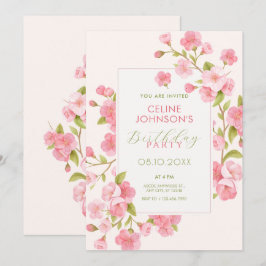 Rosa Sakura blüht Blume Einladung