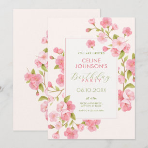 Rosa Sakura blüht Blume Einladung