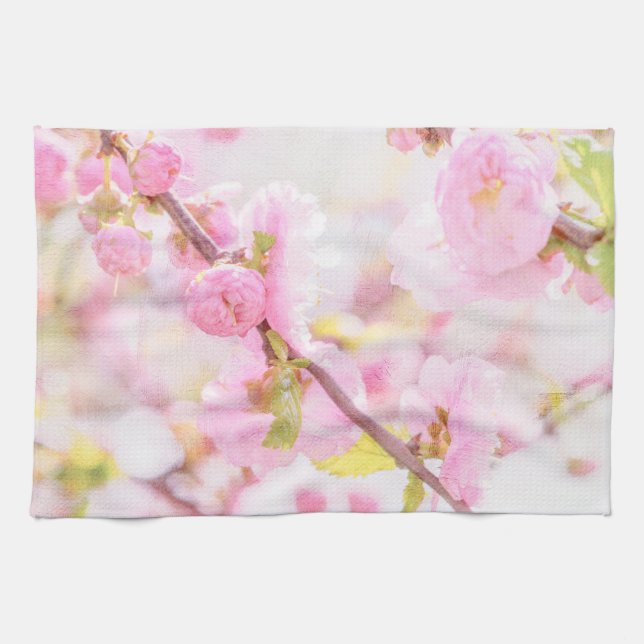 Rosa Sakura-Blume - Blüte der japanischen Kirsche Küchentuch (Horizontal)