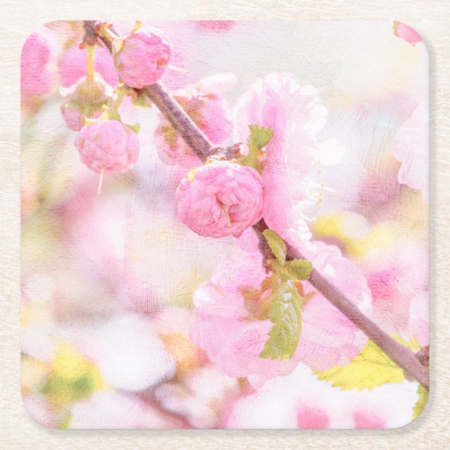 Rosa Sakura-Blume - Blüte der japanischen Kirsche Rechteckiger Pappuntersetzer (Vorderseite)