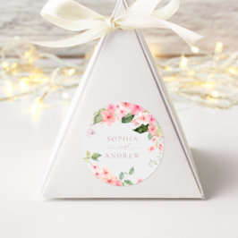 Rosa Sakura Blume Hochzeit Runder Aufkleber