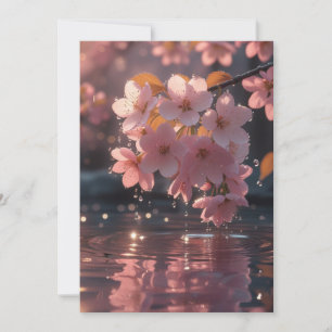 Rosa Sakura-Blume über Wasser   Serene Spring Nat Einladung