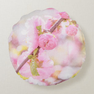 Rosa Sakura-Blüten - Japanische Kirschblüte Rundes Kissen
