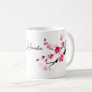 Rosa Sakura-Blüten sumi-e Kunst Kaffeetasse