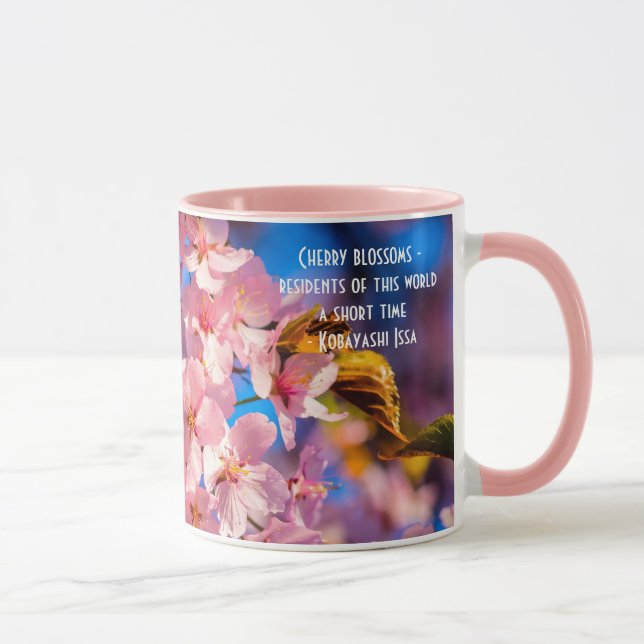Rosa Sakura Garland, Blauer Himmel Tasse (Rechts)