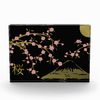 Rosa Sakura Gold Schwarz Japanischer Bildschirmpla Fotoblock