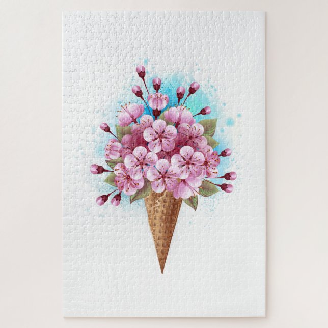 Rosa Sakura Ice Waffel (Vertikal)