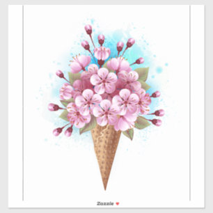 Rosa Sakura Ice Waffel Aufkleber