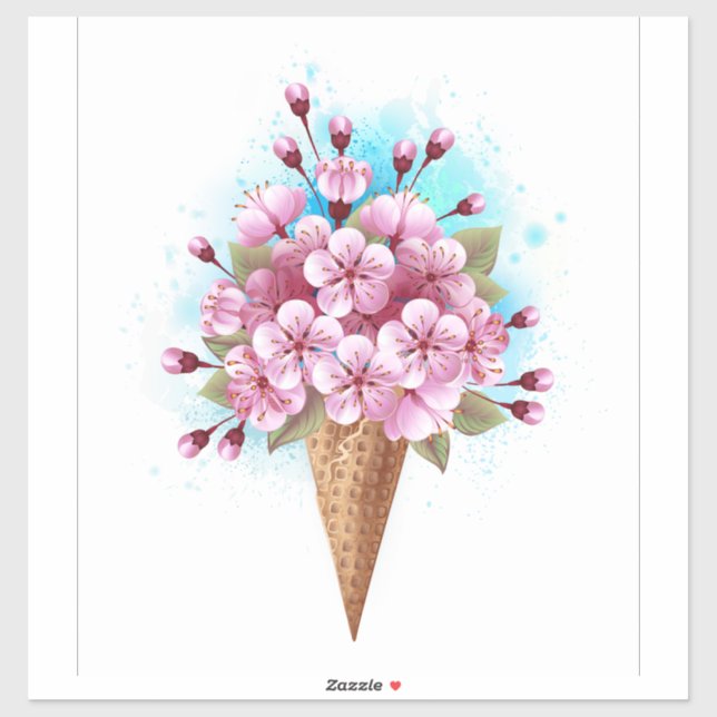Rosa Sakura Ice Waffel Aufkleber (Blatt)