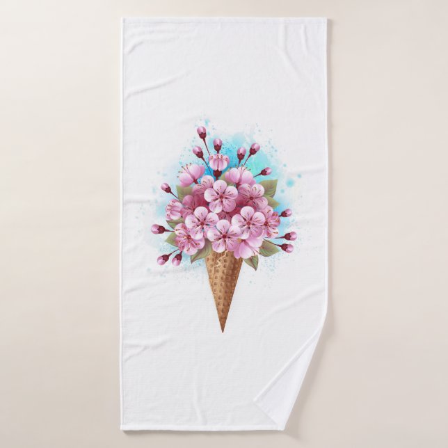Rosa Sakura Ice Waffel Badehandtuch (Badehandtuch)