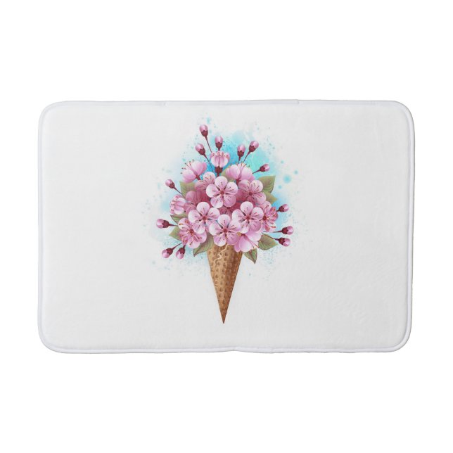 Rosa Sakura Ice Waffel Badematte (Vorderseite)
