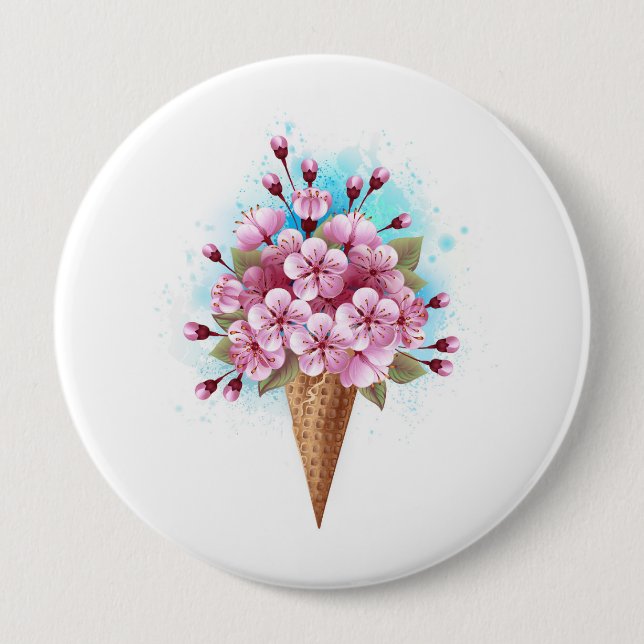 Rosa Sakura Ice Waffel Button (Vorderseite)