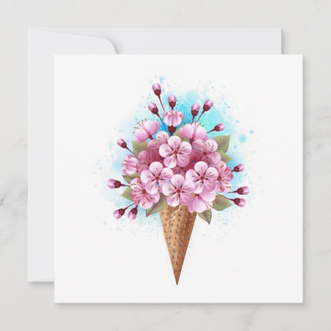 Rosa Sakura Ice Waffel Dankeskarte (Vorderseite)