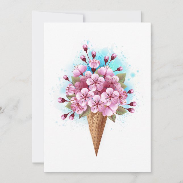 Rosa Sakura Ice Waffel Dankeskarte (Vorderseite)