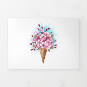Rosa Sakura Ice Waffel Dreifach Gefaltete Einladung