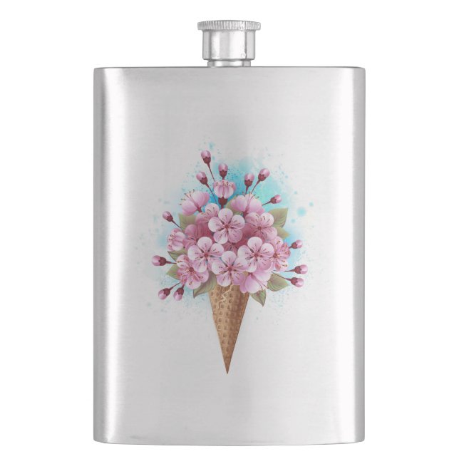 Rosa Sakura Ice Waffel Flachmann (Vorderseite)