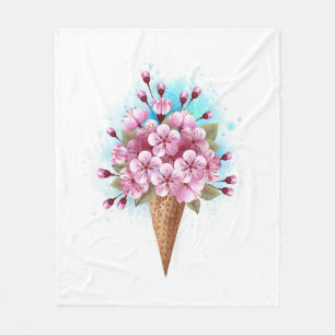 Rosa Sakura Ice Waffel Fleecedecke
