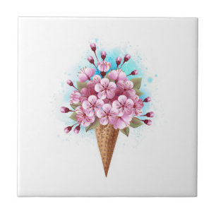 Rosa Sakura Ice Waffel Fliese