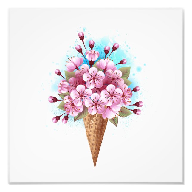 Rosa Sakura Ice Waffel Fotodruck (Vorne)