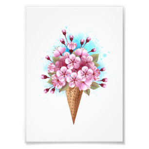 Rosa Sakura Ice Waffel Fotodruck