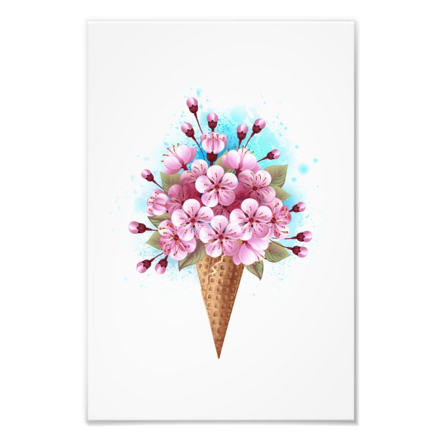 Rosa Sakura Ice Waffel Fotodruck (Vorne)