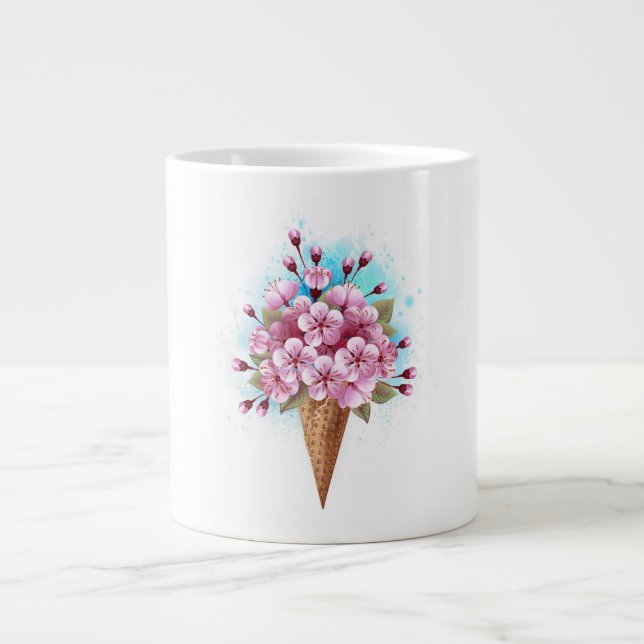 Rosa Sakura Ice Waffel Jumbo-Tasse (Vorderseite)