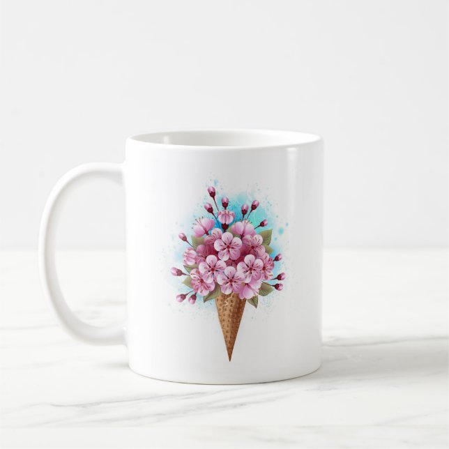 Rosa Sakura Ice Waffel Kaffeetasse (Links)