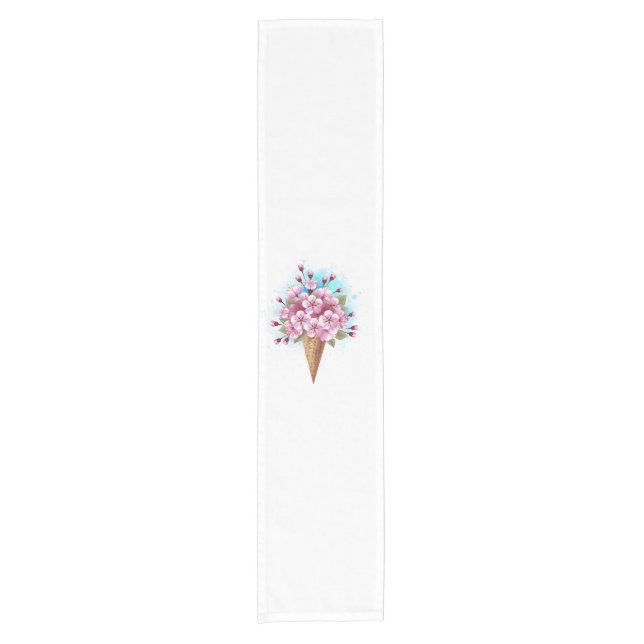 Rosa Sakura Ice Waffel Kurzer Tischläufer (Vorderseite)