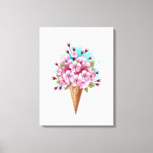 Rosa Sakura Ice Waffel Leinwanddruck