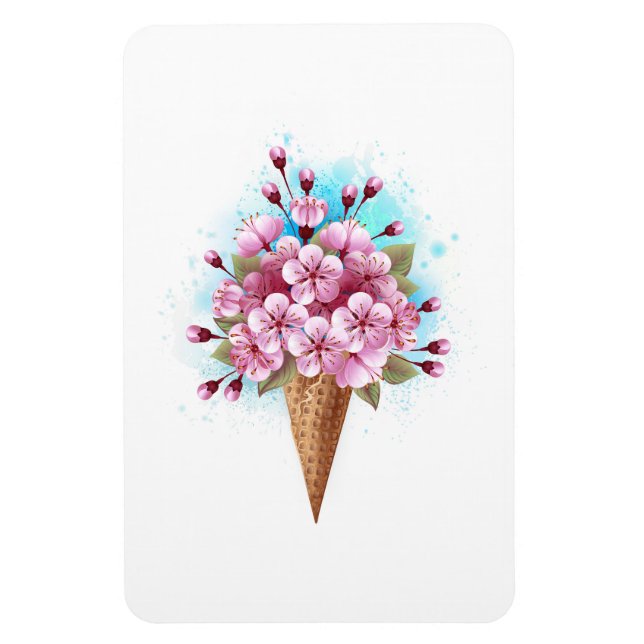 Rosa Sakura Ice Waffel Magnet (Vertikal)