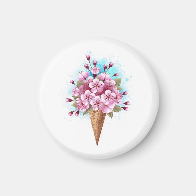 Rosa Sakura Ice Waffel Magnet (Vorne)