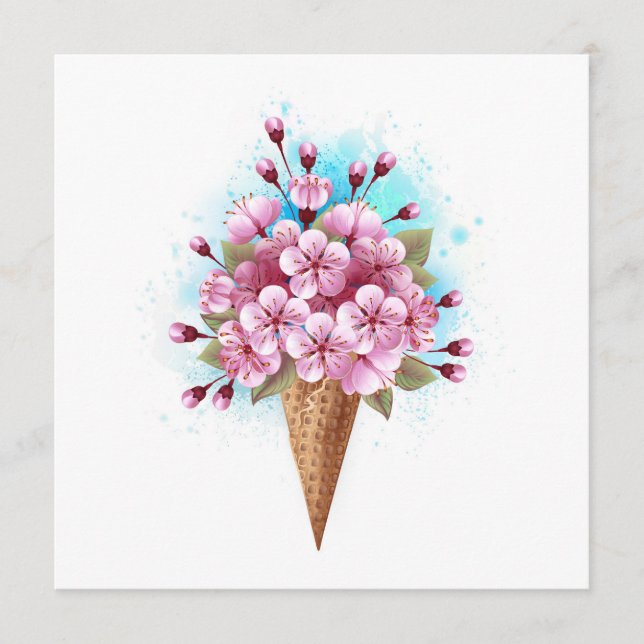 Rosa Sakura Ice Waffel Menükarte (Vorderseite)