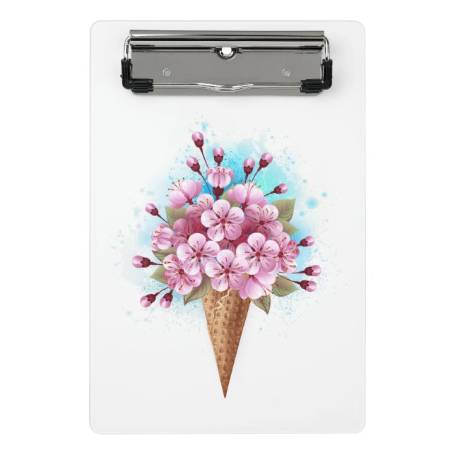 Rosa Sakura Ice Waffel Mini Klemmbrett (Vorderseite)
