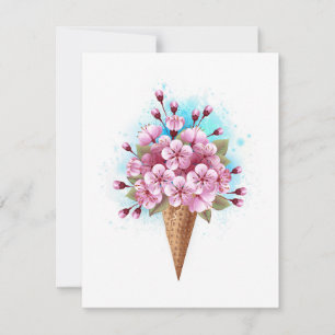 Rosa Sakura Ice Waffel Mitteilungskarte