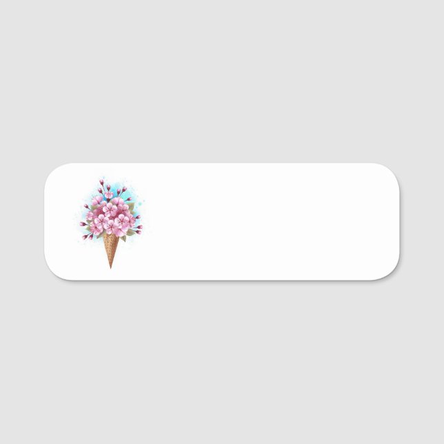 Rosa Sakura Ice Waffel Namensschild (Vorderseite)
