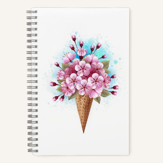 Rosa Sakura Ice Waffel Notizbuch (Vorderseite)