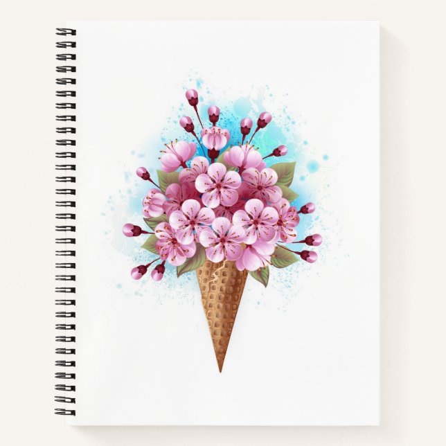 Rosa Sakura Ice Waffel Notizbuch (Vorderseite)