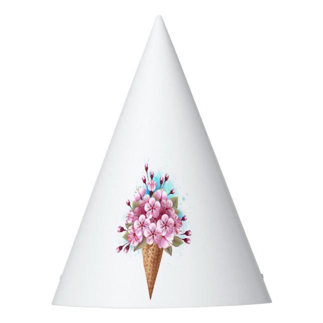 Rosa Sakura Ice Waffel Partyhütchen (Vorderseite)