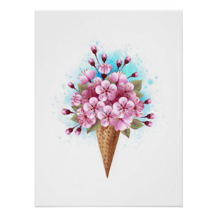 Rosa Sakura Ice Waffel Poster