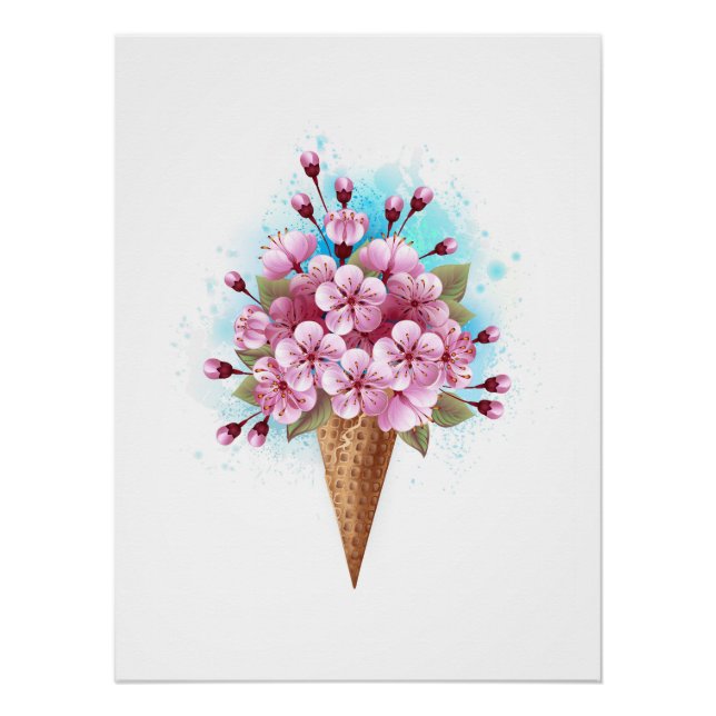 Rosa Sakura Ice Waffel Poster (Vorderseite)