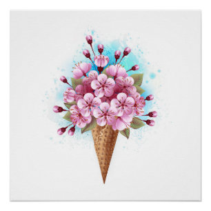Rosa Sakura Ice Waffel Poster