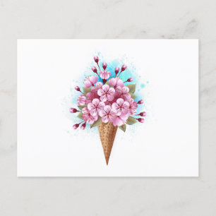Rosa Sakura Ice Waffel Postkarte