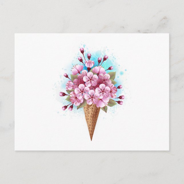 Rosa Sakura Ice Waffel Postkarte (Vorderseite)