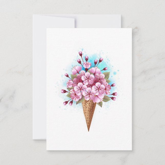 Rosa Sakura Ice Waffel Save The Date (Vorderseite)