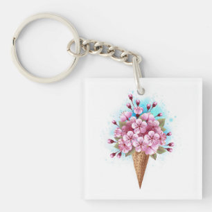 Rosa Sakura Ice Waffel Schlüsselanhänger