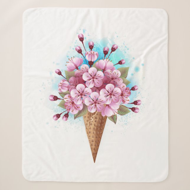 Rosa Sakura Ice Waffel Sherpadecke (Vorderseite)
