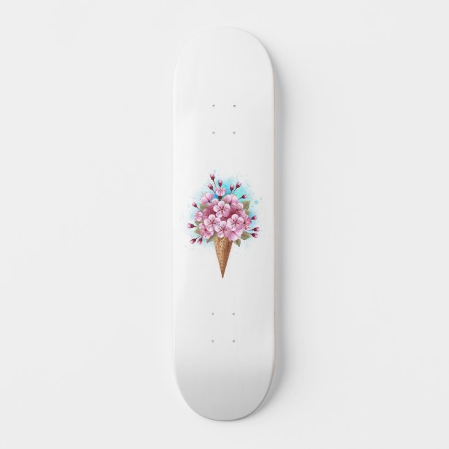 Rosa Sakura Ice Waffel Skateboard (Vorderseite)