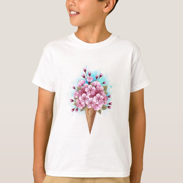 Rosa Sakura Ice Waffel T-Shirt (Vorderseite)